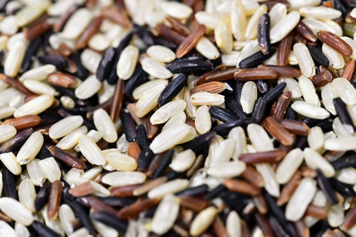Nuts and seeds in wooden bowls